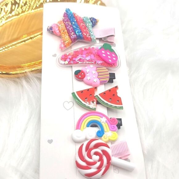 New 6 pc  GIRLS HAIR CLIP SET - Picture 1 of 10